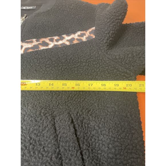 Zyia Active Leopard Flying V Teddy Fleece Black Jacket - Size Small - Picture 13 of 14